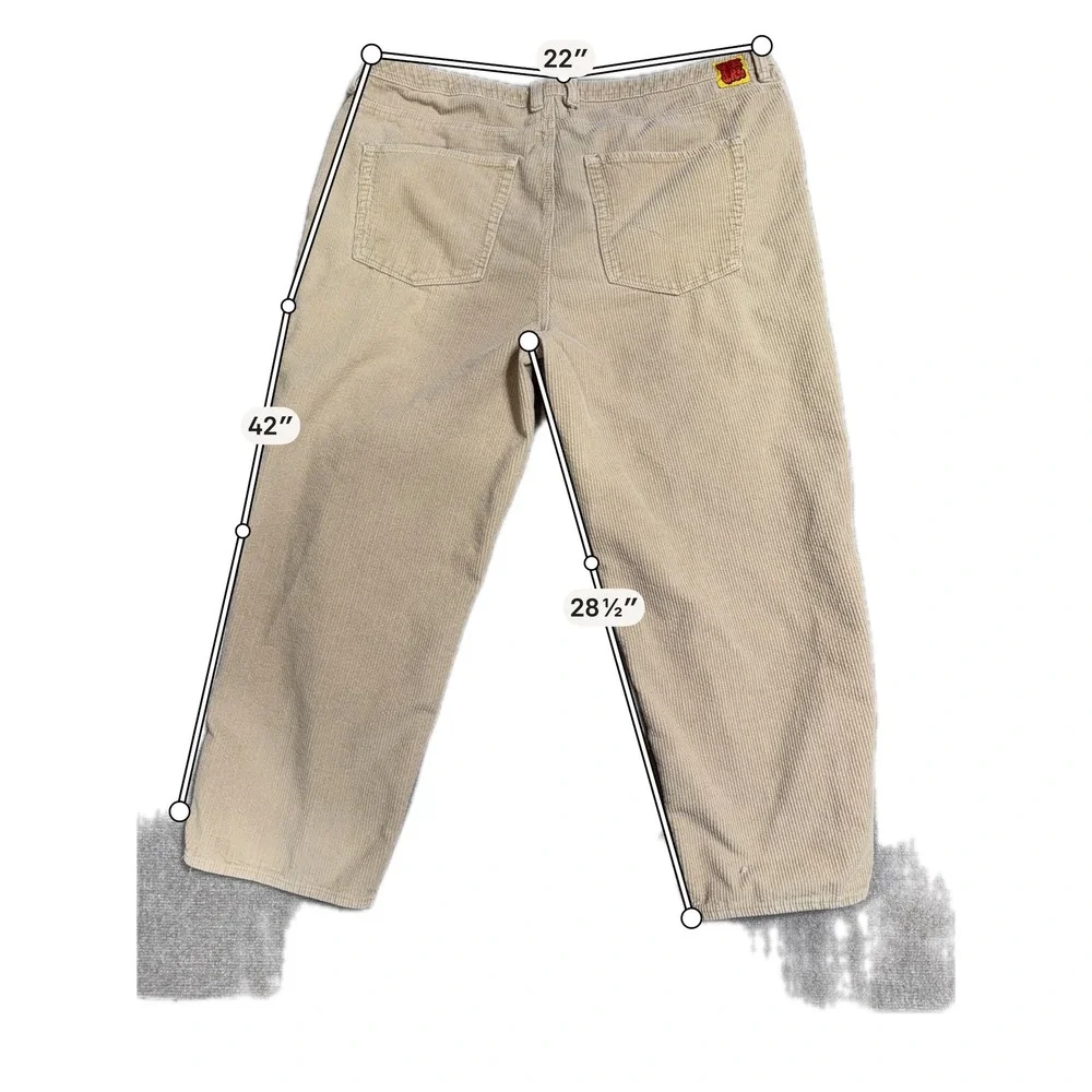 Empyre Mens Tan Corduroy Loose Fit Baggy Skate Pants Beige Size 42